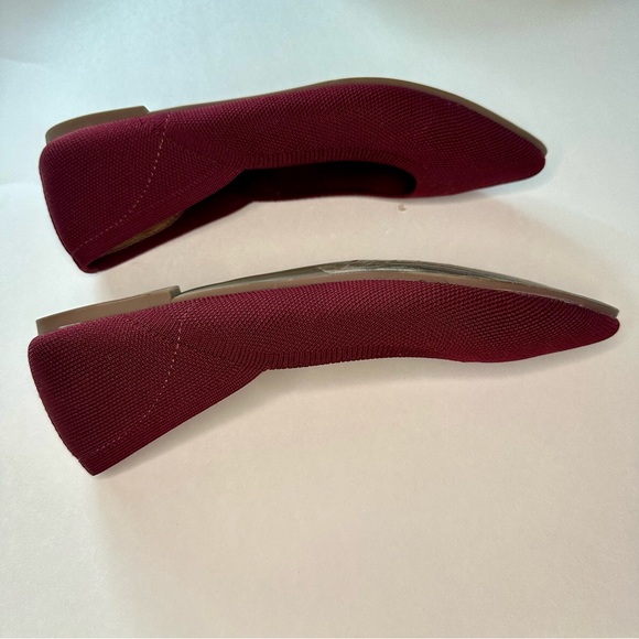 CYNTHIA ROWLEY Pointed Toe Knit Chelsea Slip In Burgundy Ballet Flat 9M - Picture 5 of 11